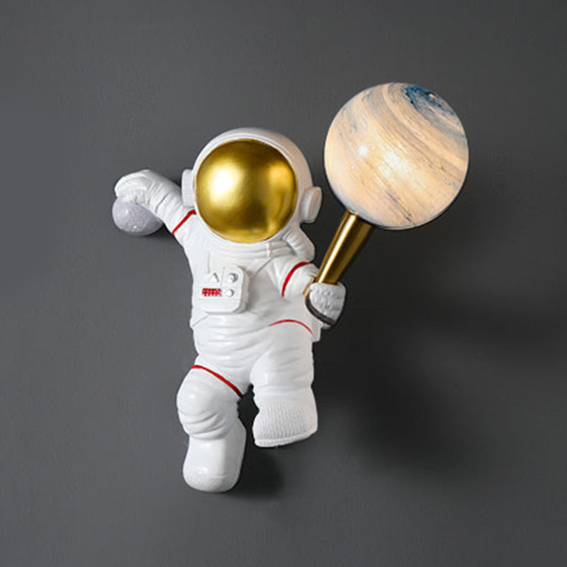 Kinderen Astronaut -vormige wandlampjes Slaapkamer Wandbevestiging Lichtmontage