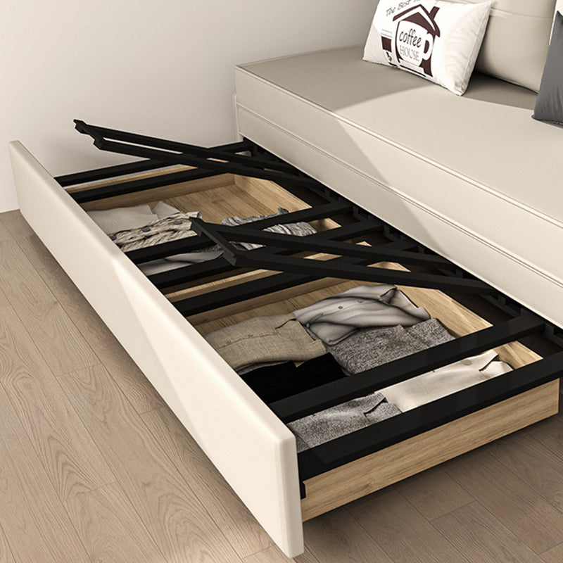 Bonded Leather Scandinavian Sofa Bed Armless White Convertible Sofas