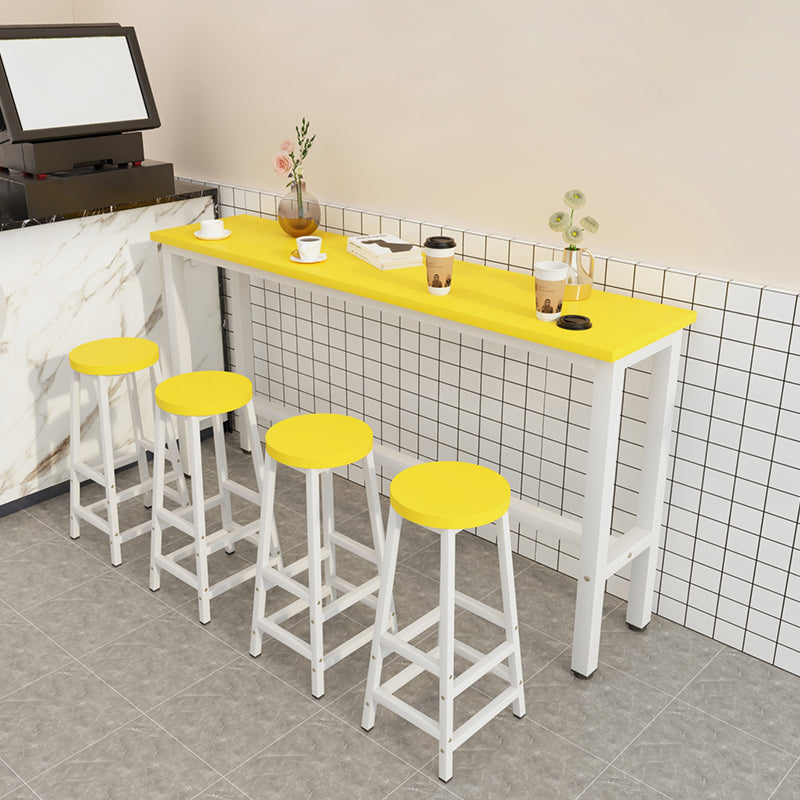 Industrial Rectangle Wood Counter Table 5 Pieces Bar Table Set for Cafe