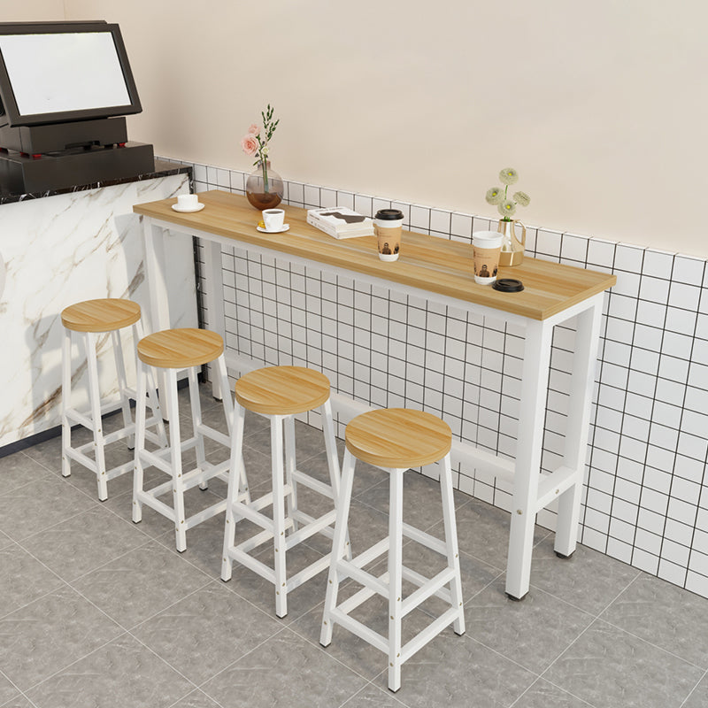 Industrial Rectangle Wood Counter Table 5 Pieces Bar Table Set for Cafe