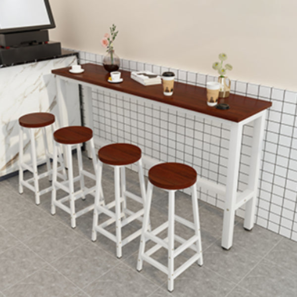 Industrial Rectangle Wood Counter Table 5 Pieces Bar Table Set for Cafe
