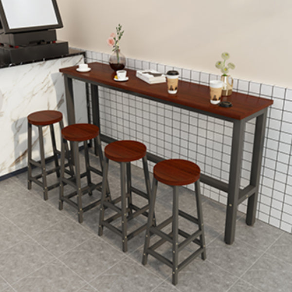Industrial Rectangle Wood Counter Table 5 Pieces Bar Table Set for Cafe