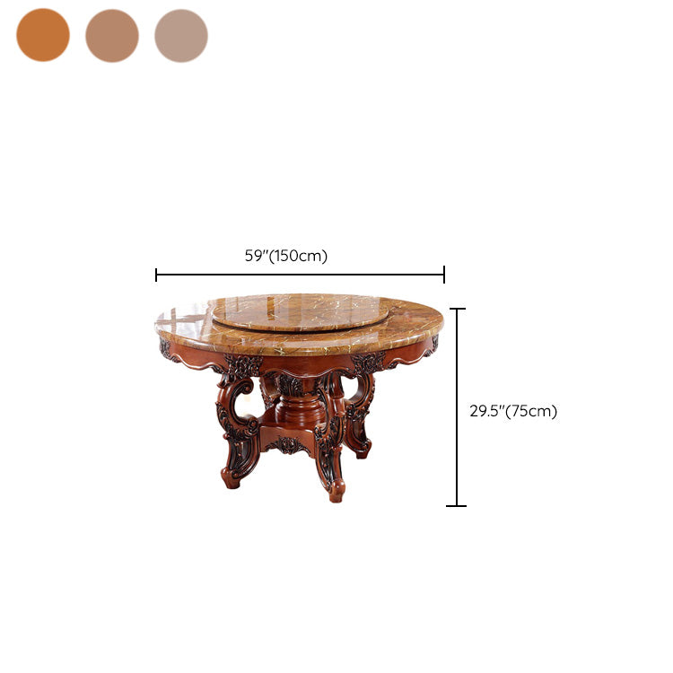 Faux Marble Dining Table Traditional Round Dinette Table with Turntable