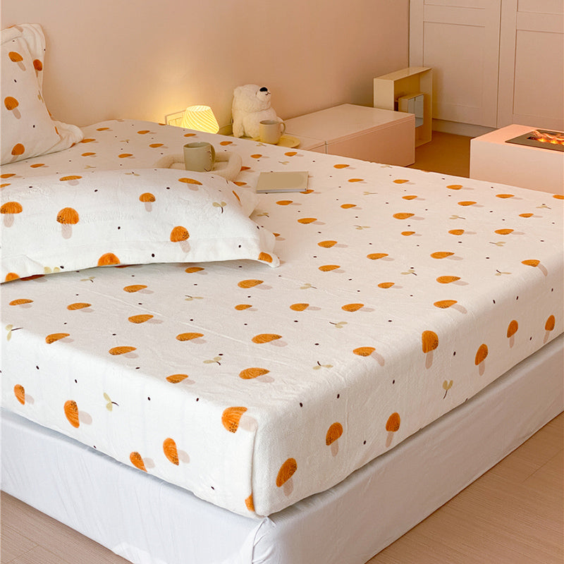 Sheet Sets Flannel Cartoon Printed Wrinkle Resistant Super Soft Breathable Bed Sheet Set