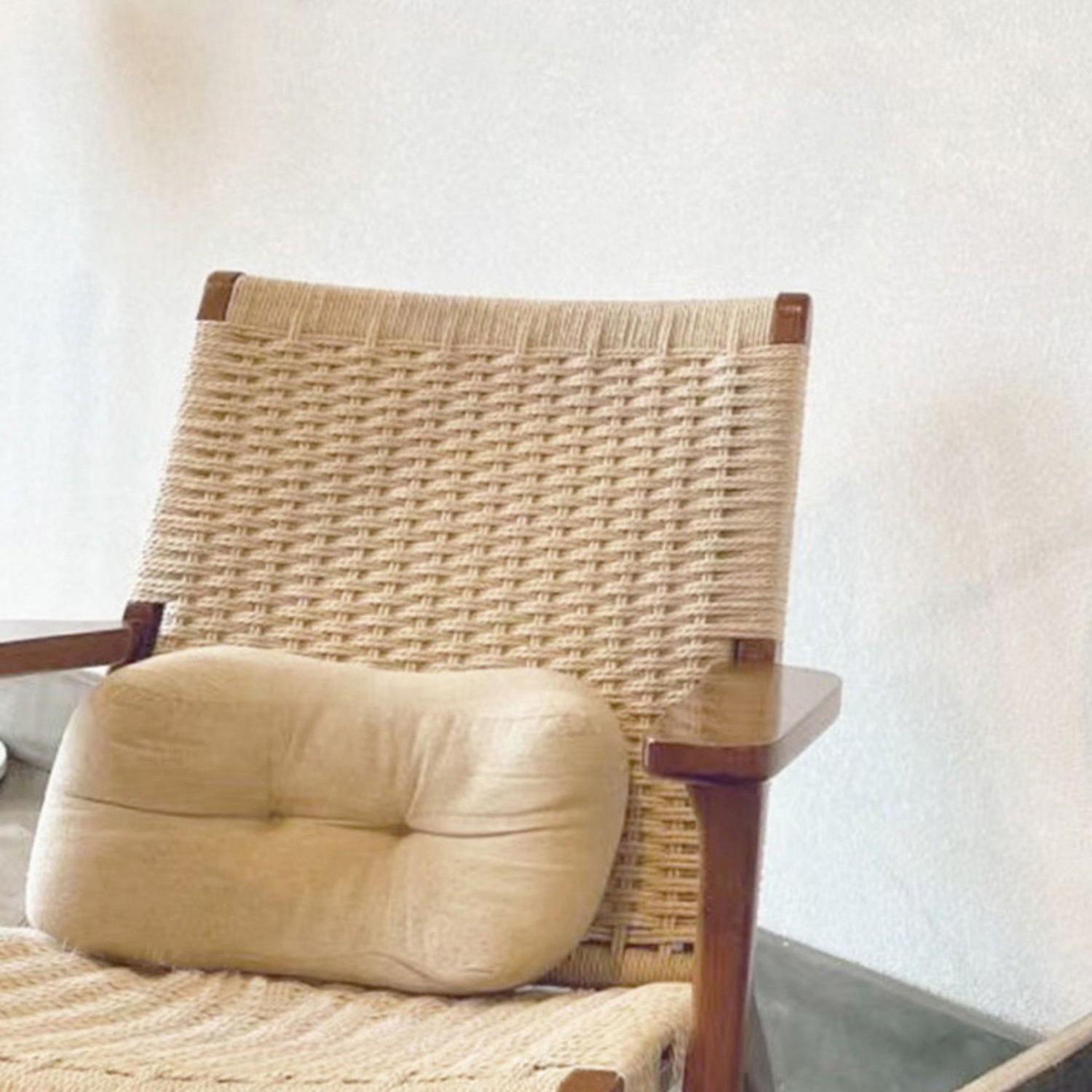 Contemporary Solid Wood Arm Chair Home Cane Back Dining Chair
