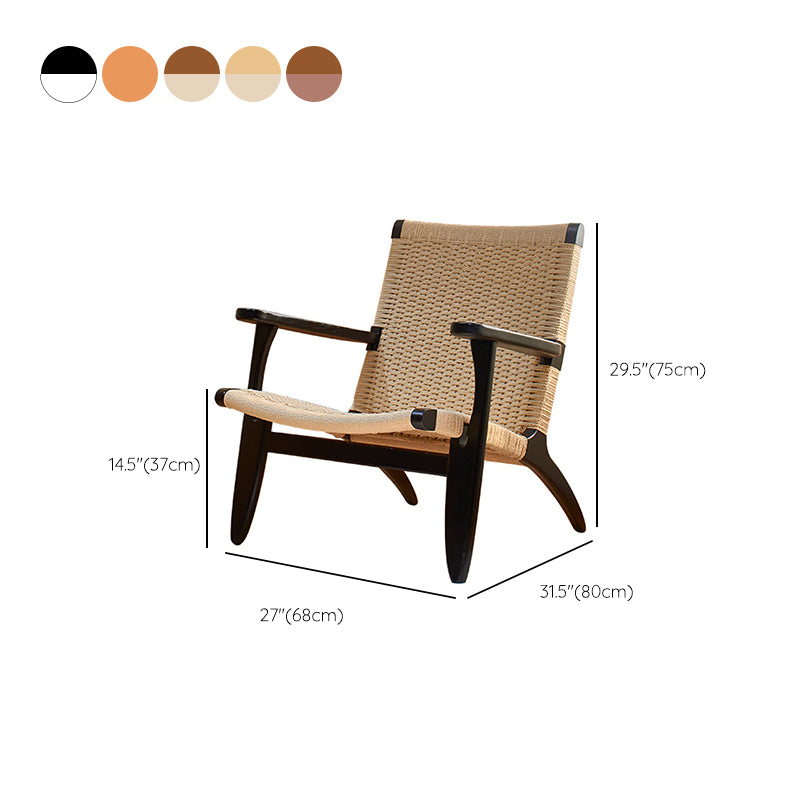 Contemporary Solid Wood Arm Chair Home Cane Back Dining Chair