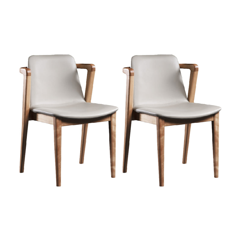 Home Walnut Wood Dining Chair Contemporary Upholstered Arm Chair