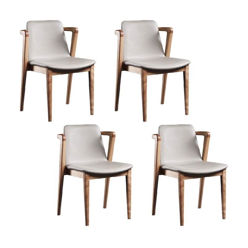 Home Walnut Wood Dining Chair Contemporary Upholstered Arm Chair