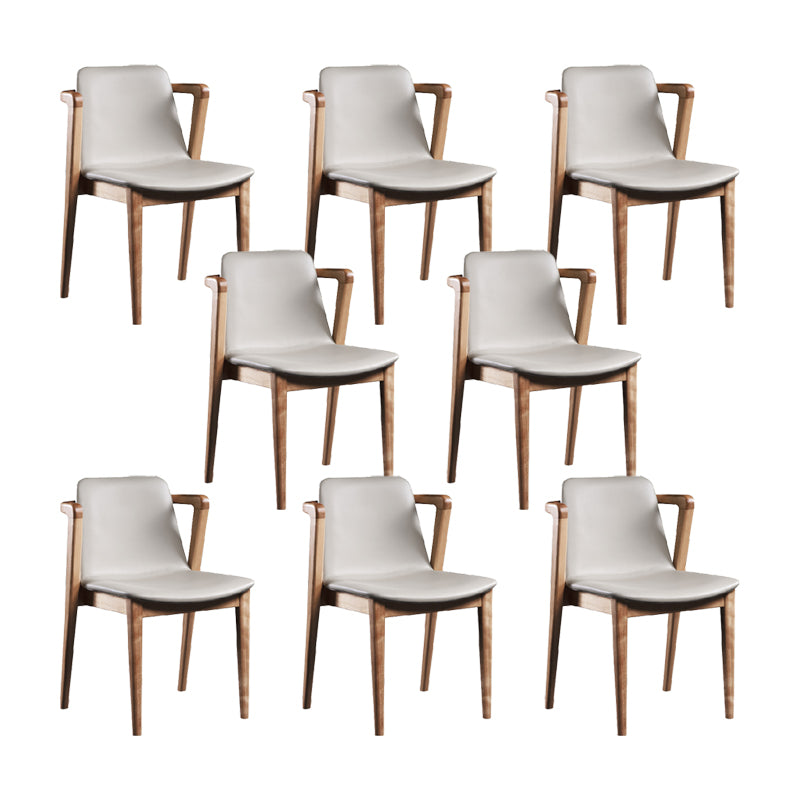 Home Walnut Wood Dining Chair Contemporary Upholstered Arm Chair