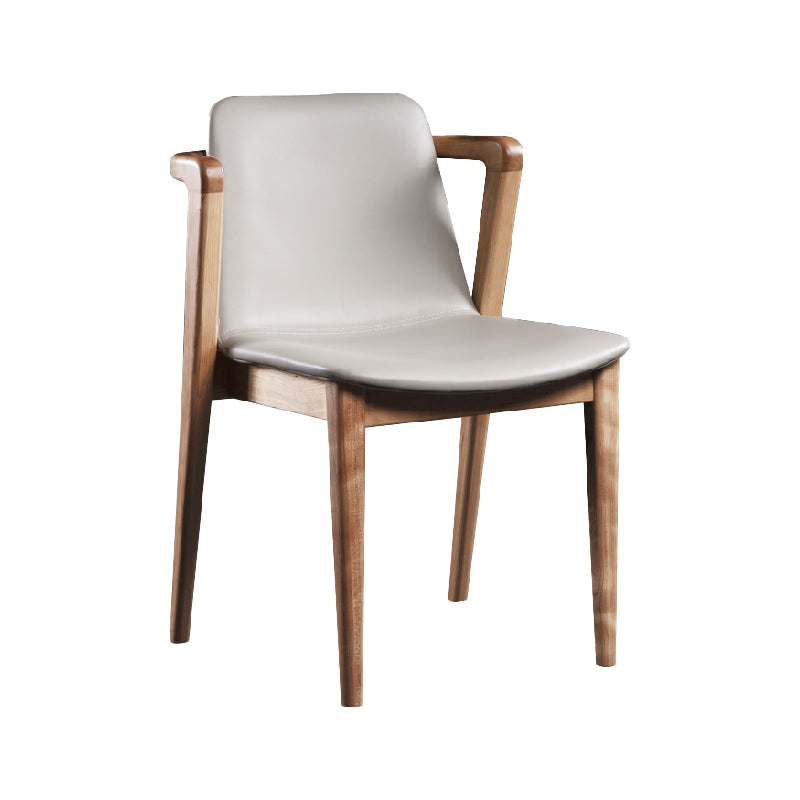 Home Walnut Wood Dining Chair Contemporary Upholstered Arm Chair