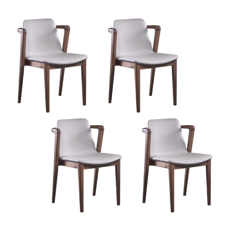 Home Walnut Wood Dining Chair Contemporary Upholstered Arm Chair