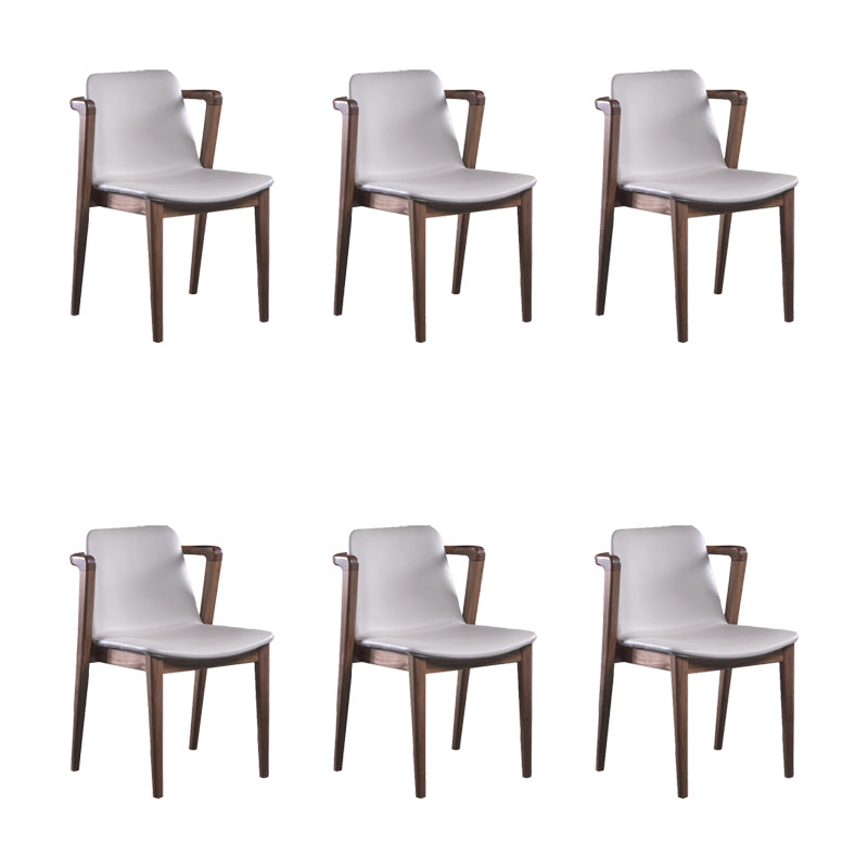 Home Walnut Wood Dining Chair Contemporary Upholstered Arm Chair