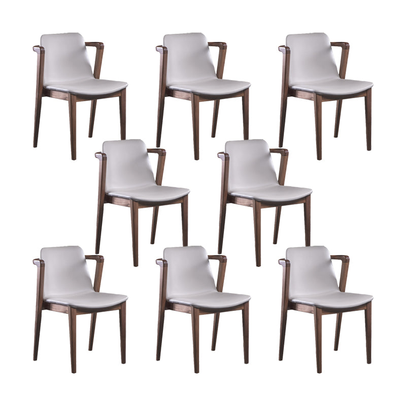 Home Walnut Wood Dining Chair Contemporary Upholstered Arm Chair