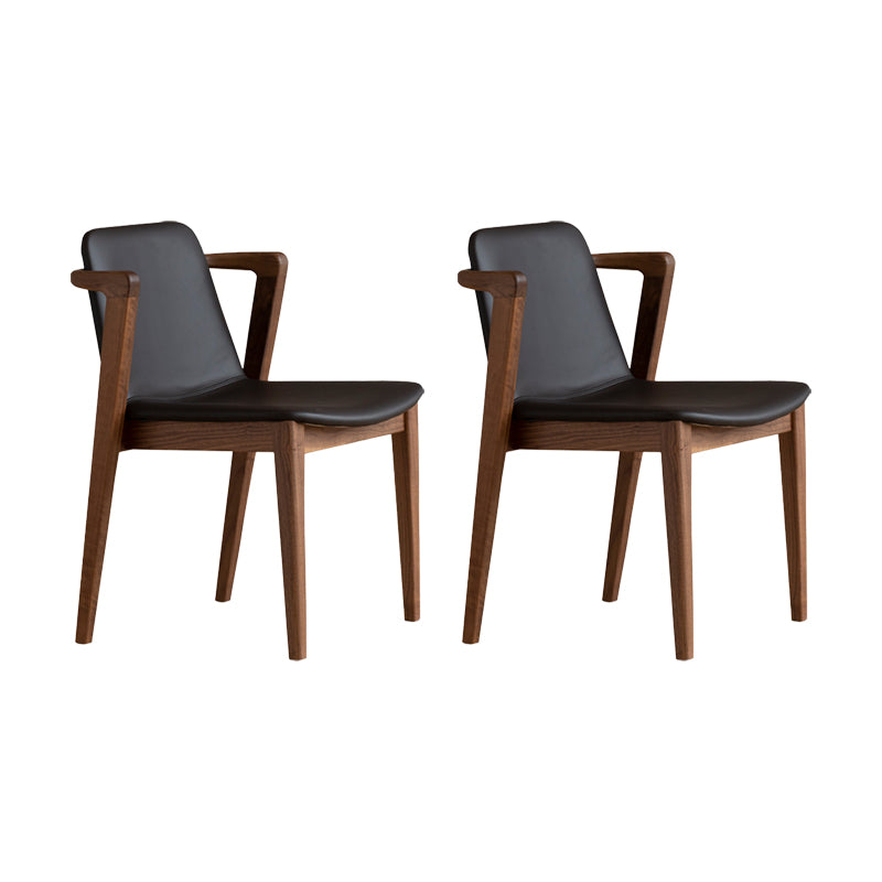 Home Walnut Wood Dining Chair Contemporary Upholstered Arm Chair