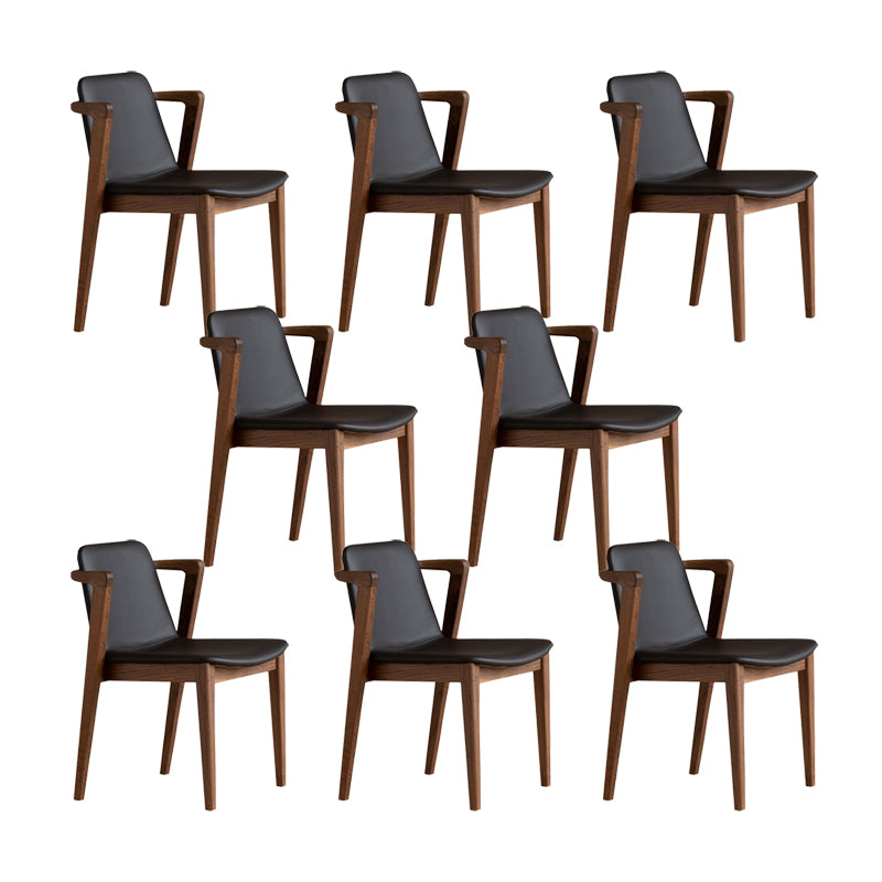 Home Walnut Wood Dining Chair Contemporary Upholstered Arm Chair