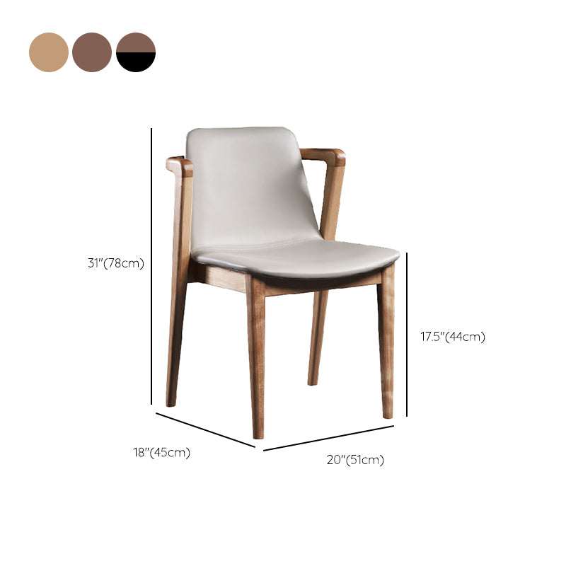 Home Walnut Wood Dining Chair Contemporary Upholstered Arm Chair
