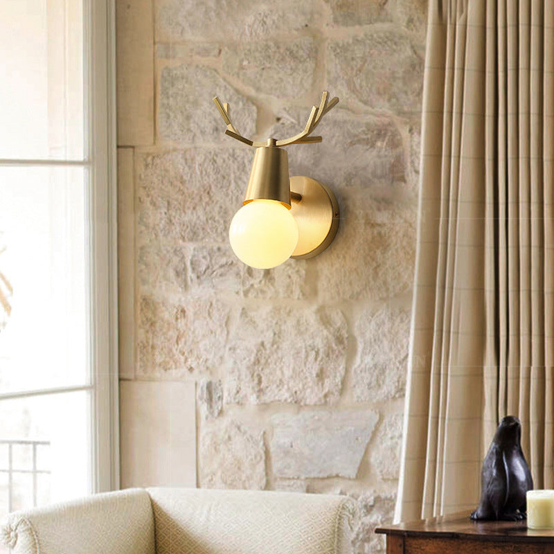 Contemporary Single Golden Wall Mounted Sconce Unique Metal Wall Light