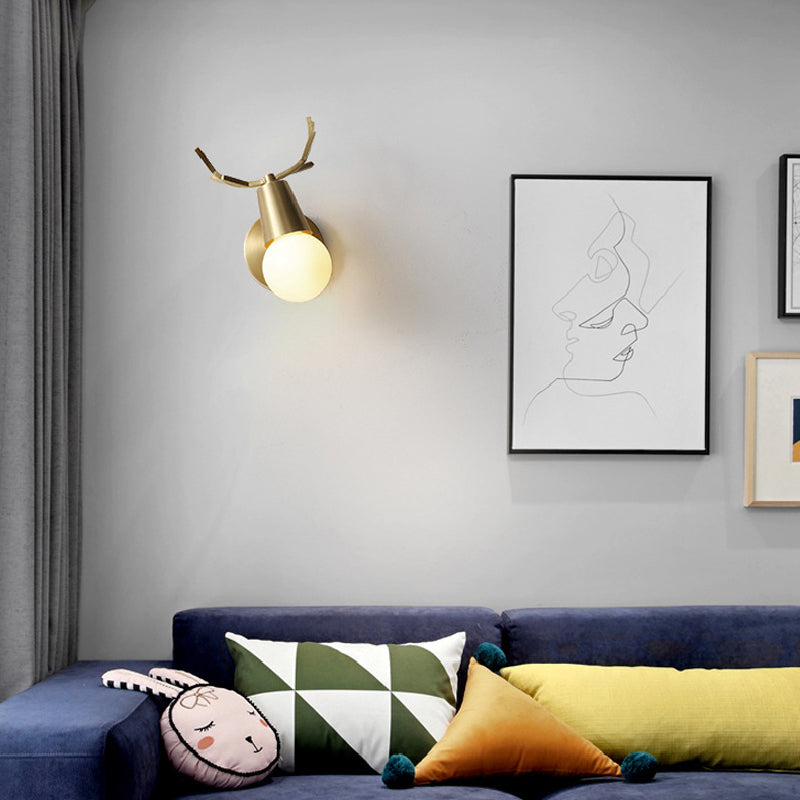 Contemporary Single Golden Wall Mounted Sconce Unique Metal Wall Light