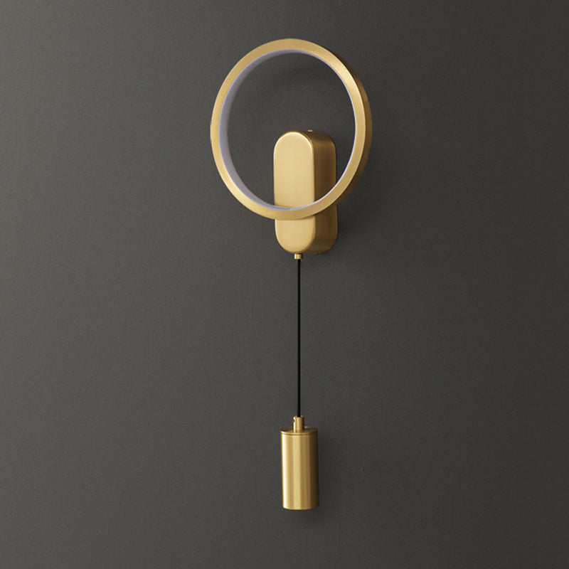 Contemporary 2-Light Wall Mounted Sconce Metal LED Wall Light in Black / Gold Finish