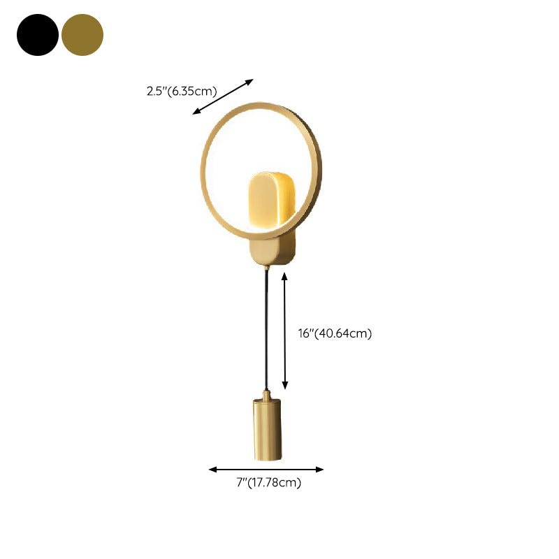 Contemporary 2-Light Wall Mounted Sconce Metal LED Wall Light in Black / Gold Finish