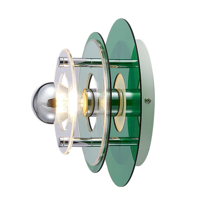 Round Multi Color Wall Mounted Fixture Acrylic & Iron 1 - Light Modern Wall Sconce