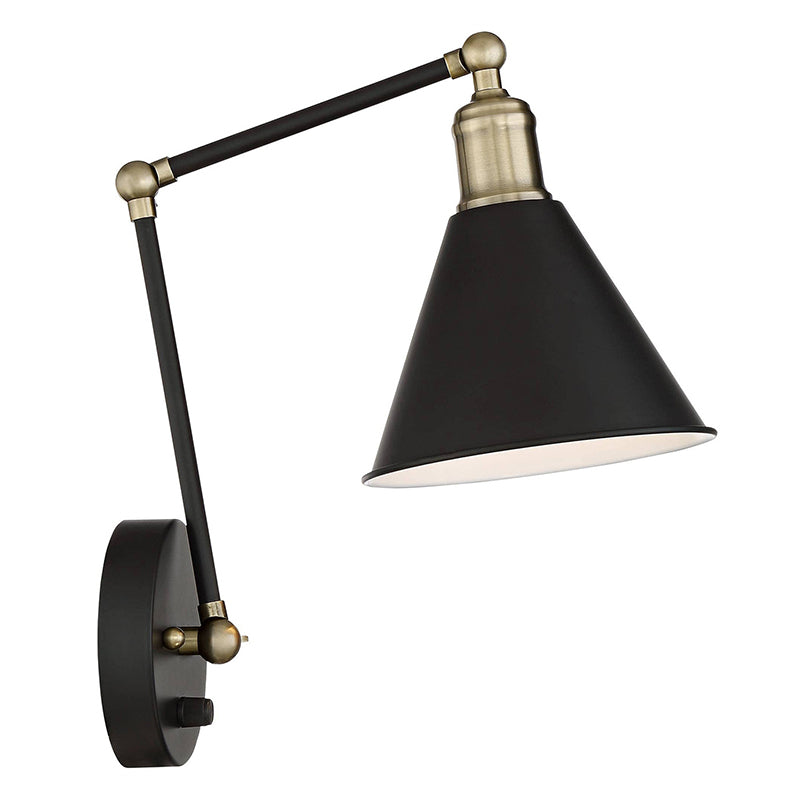 Black Modern Wall Sconce Cone Shape Wall Light with Metal Shade for Bedroom