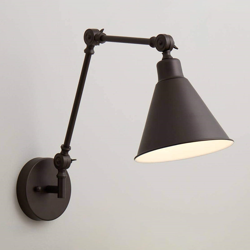 Black Modern Wall Sconce Cone Shape Wall Light with Metal Shade for Bedroom