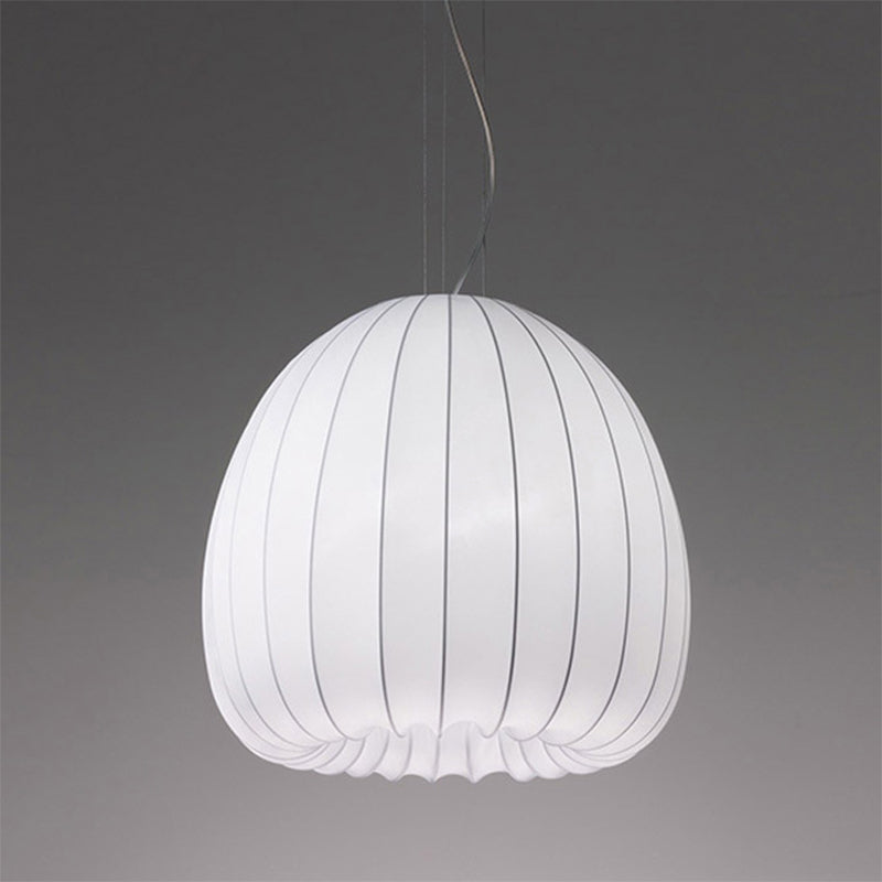 Hemisphere Drop Pendant Simple Fabric 1-Light White Hanging Ceiling Light over Table
