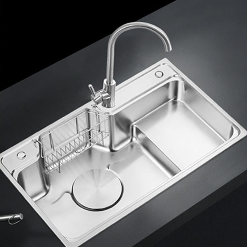 Rectangle Stainless Steel Kitchen Sink Double Basin Sink with Drain Assembly