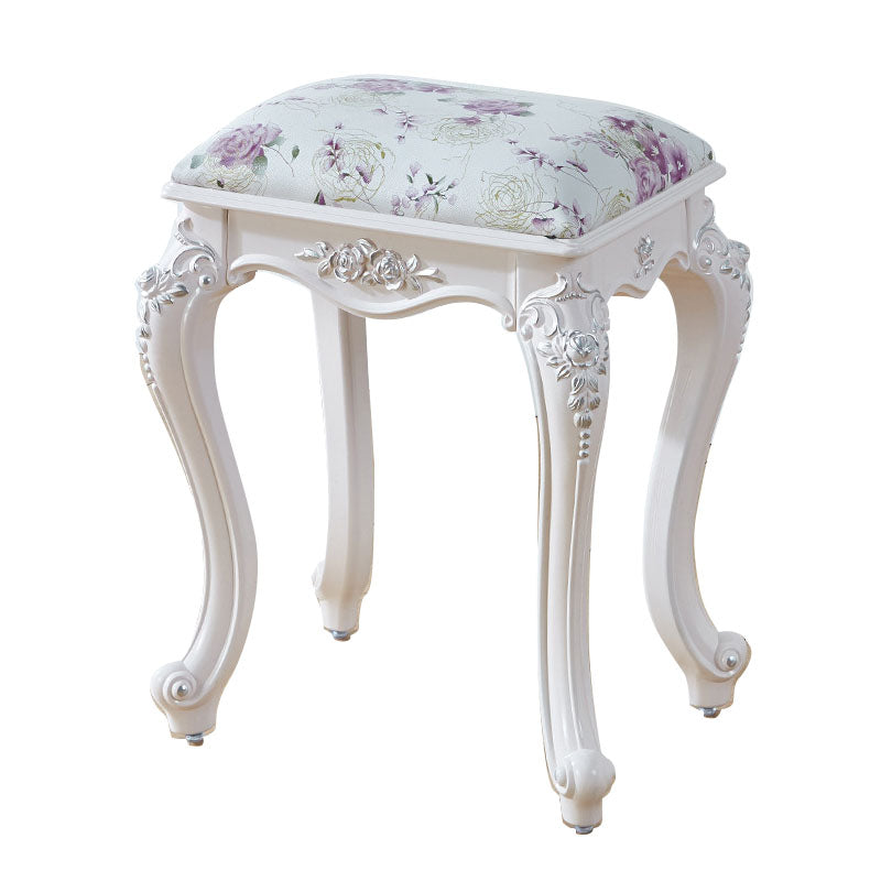 Glam Pouf Ottoman Faux Leather Solid Color Water Resistant Carving Rectangle Pouf