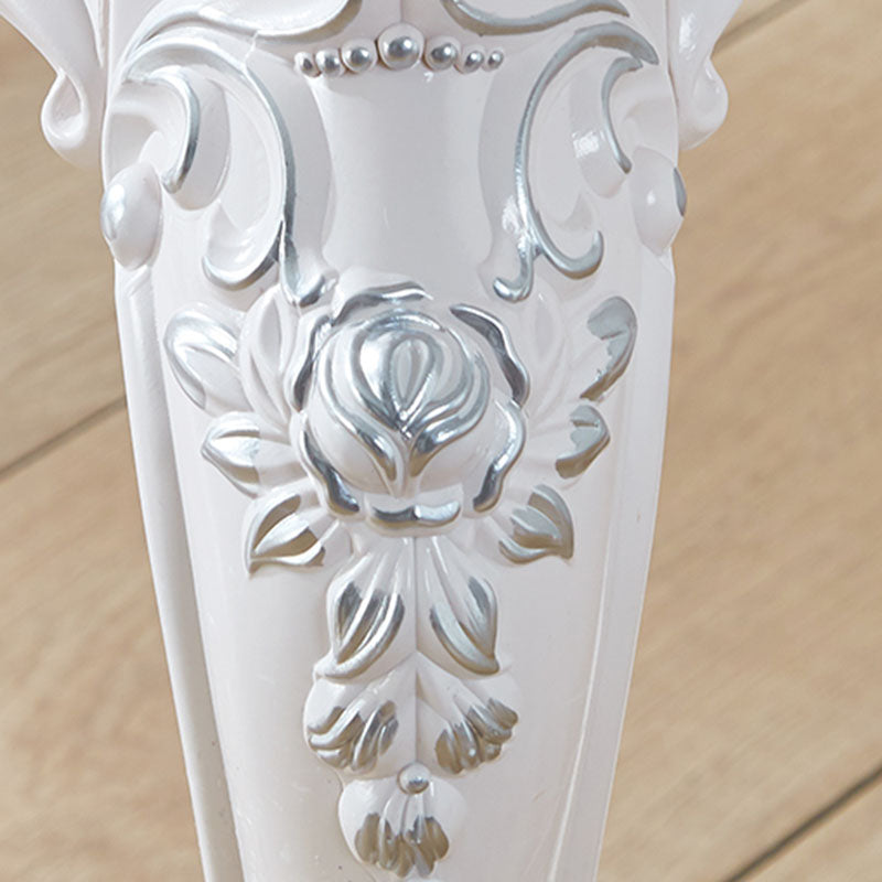 Glam Pouf Ottoman Faux Leather Solid Color Water Resistant Carving Rectangle Pouf