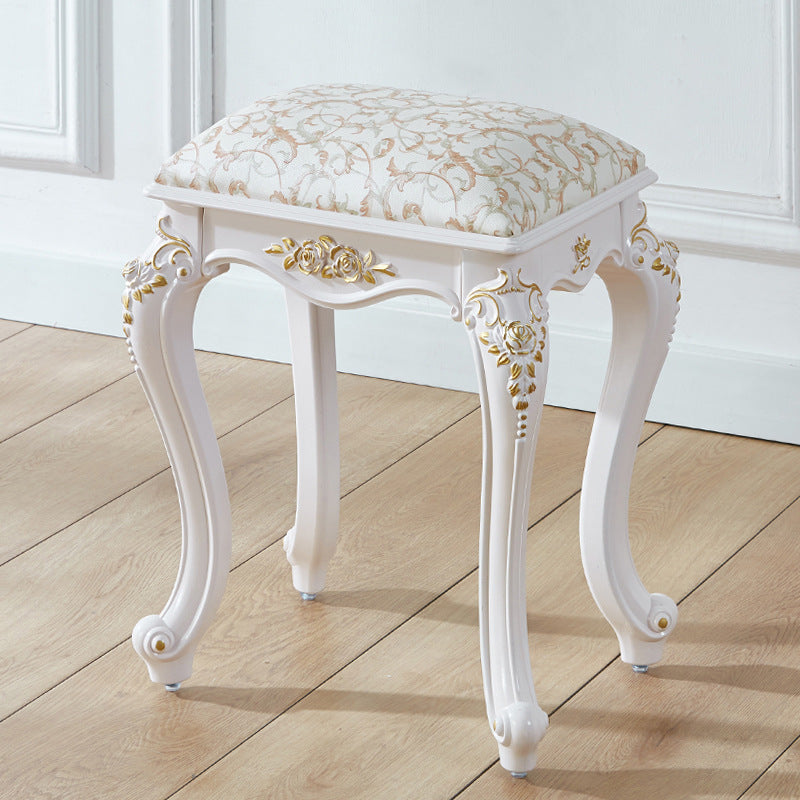 Glam Pouf Ottoman Faux Leather Solid Color Water Resistant Carving Rectangle Pouf