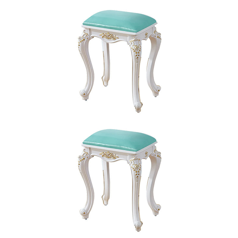 Glam Pouf Ottoman Faux Leather Solid Color Water Resistant Carving Rectangle Pouf