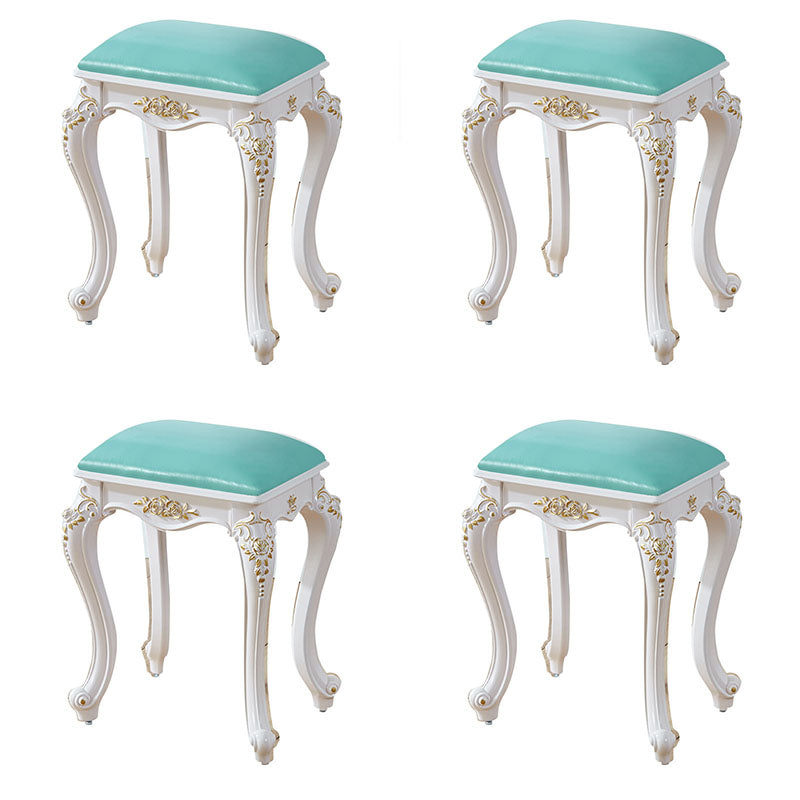 Glam Pouf Ottoman Faux Leather Solid Color Water Resistant Carving Rectangle Pouf