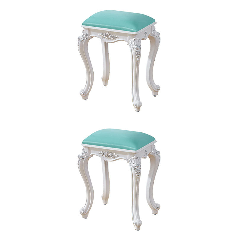 Glam Pouf Ottoman Faux Leather Solid Color Water Resistant Carving Rectangle Pouf