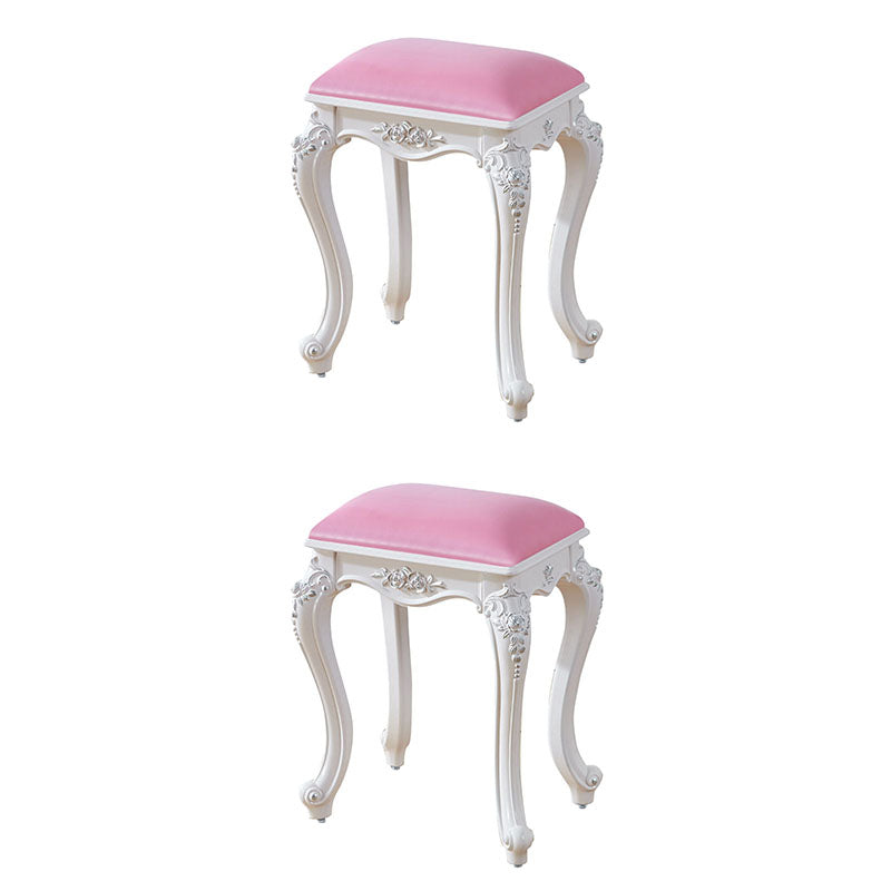 Glam Pouf Ottoman Faux Leather Solid Color Water Resistant Carving Rectangle Pouf