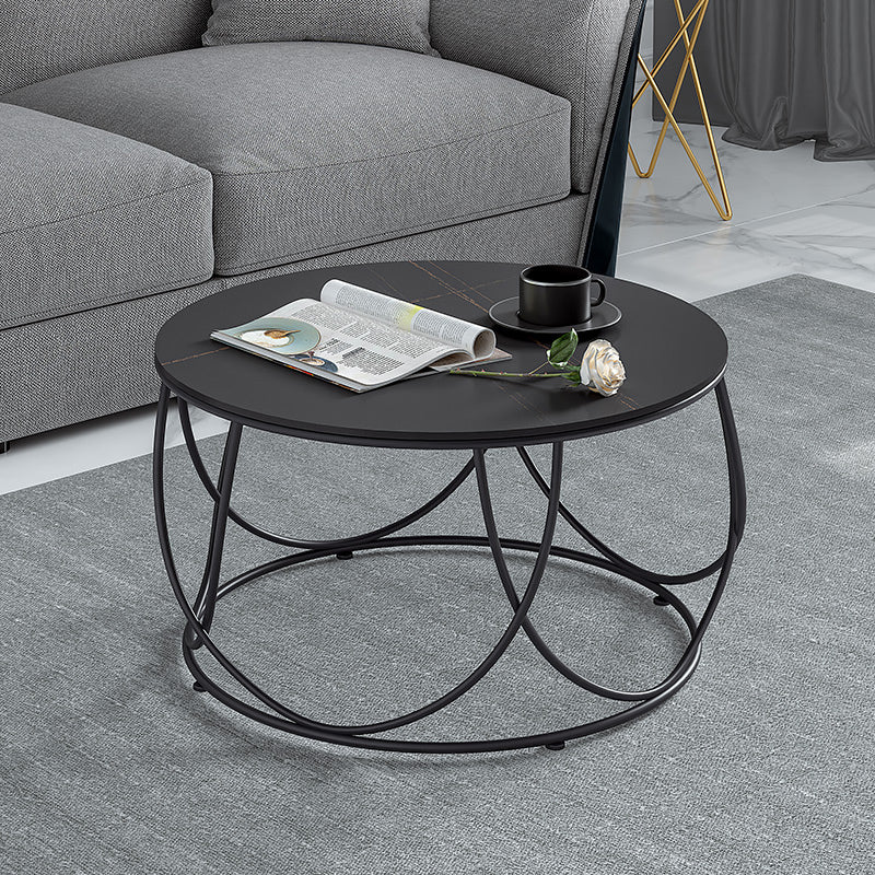 Frame Glam Cocktail Table Stone Round Nesting Coffee Table Set