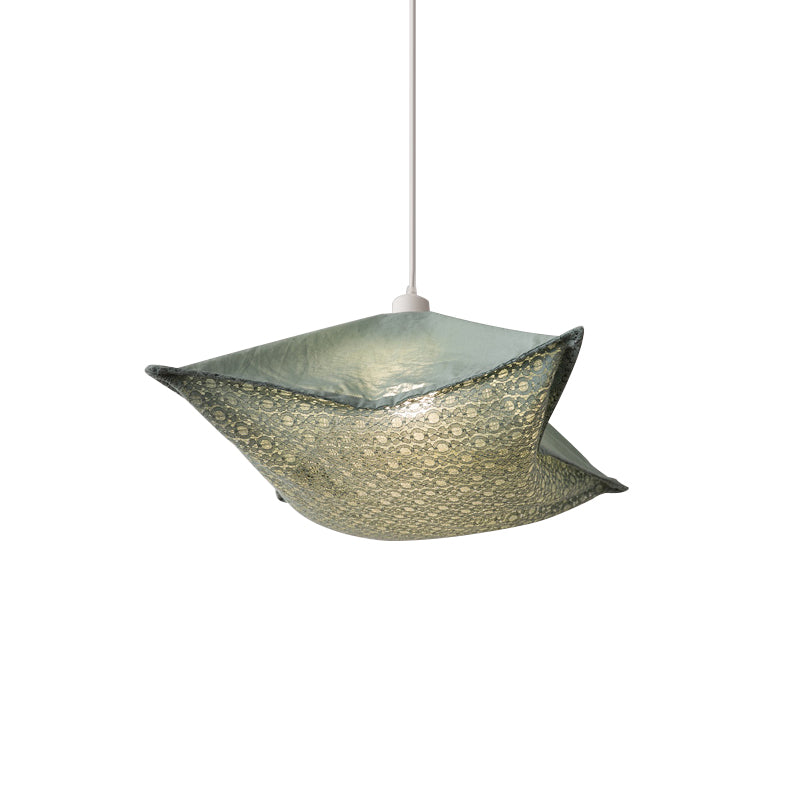 Modern Style Cushion Hanging Lamp Patterned Fabric 1 Bulb Living Room Pendant Ceiling Light in Light-Purple/White/Green