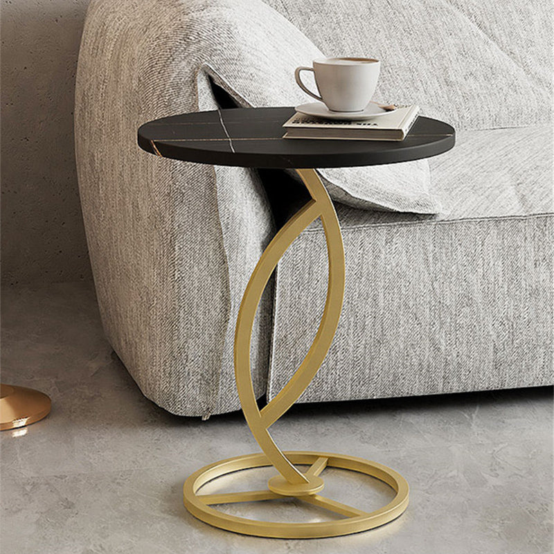 Minimalism Slate and Metal Single Coffee Table Frame Round Glam Coffee Table