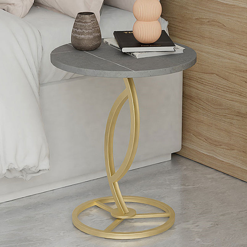 Minimalism Slate and Metal Single Coffee Table Frame Round Glam Coffee Table