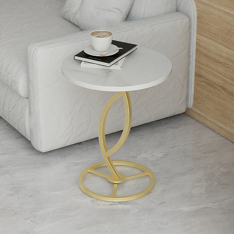 Minimalism Slate and Metal Single Coffee Table Frame Round Glam Coffee Table