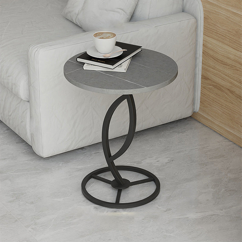 Minimalism Slate and Metal Single Coffee Table Frame Round Glam Coffee Table