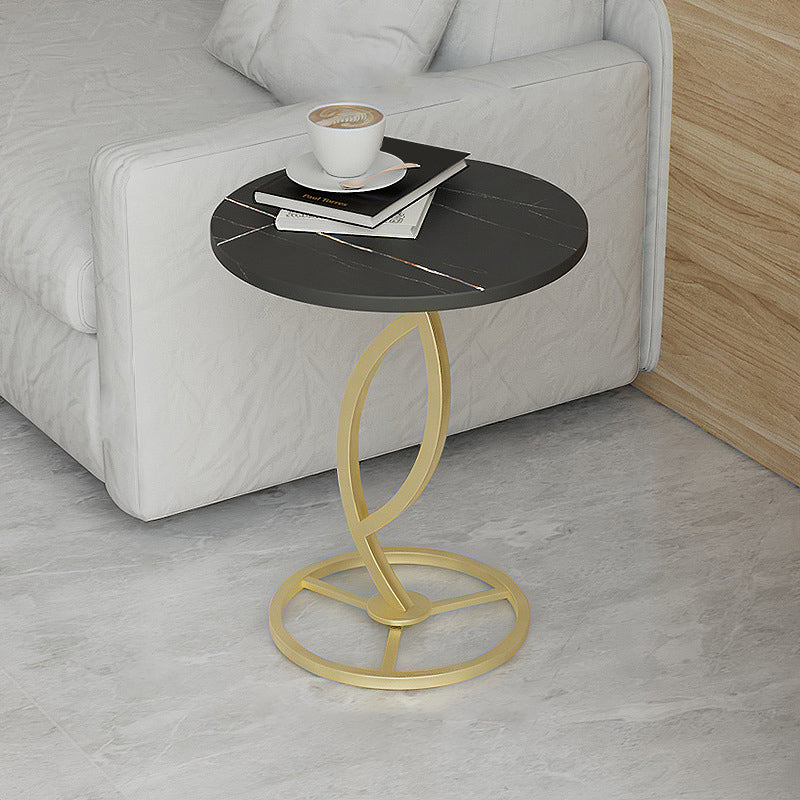 Minimalism Slate and Metal Single Coffee Table Frame Round Glam Coffee Table
