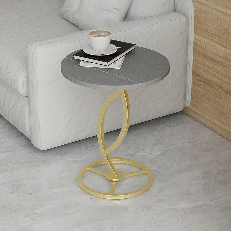 Minimalism Slate and Metal Single Coffee Table Frame Round Glam Coffee Table