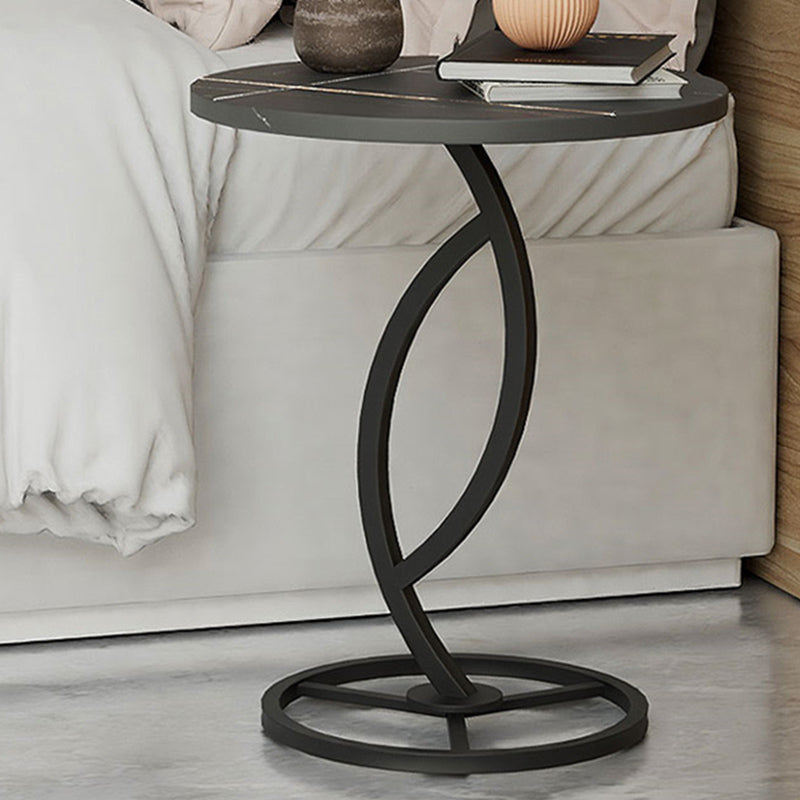 Minimalism Slate and Metal Single Coffee Table Frame Round Glam Coffee Table