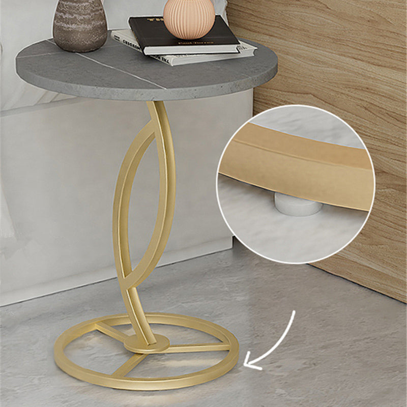 Minimalism Slate and Metal Single Coffee Table Frame Round Glam Coffee Table