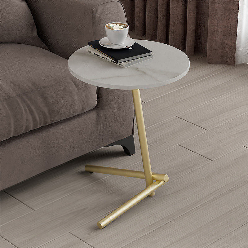 Minimalism Slate and Metal Single Coffee Table Frame Round Glam Coffee Table