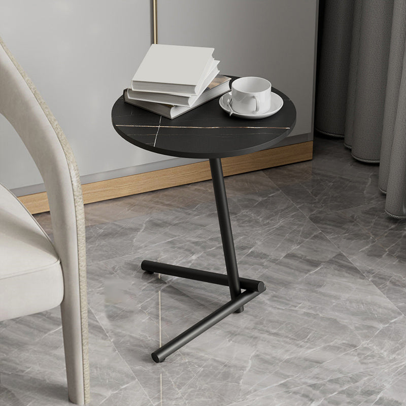 Minimalism Slate and Metal Single Coffee Table Frame Round Glam Coffee Table