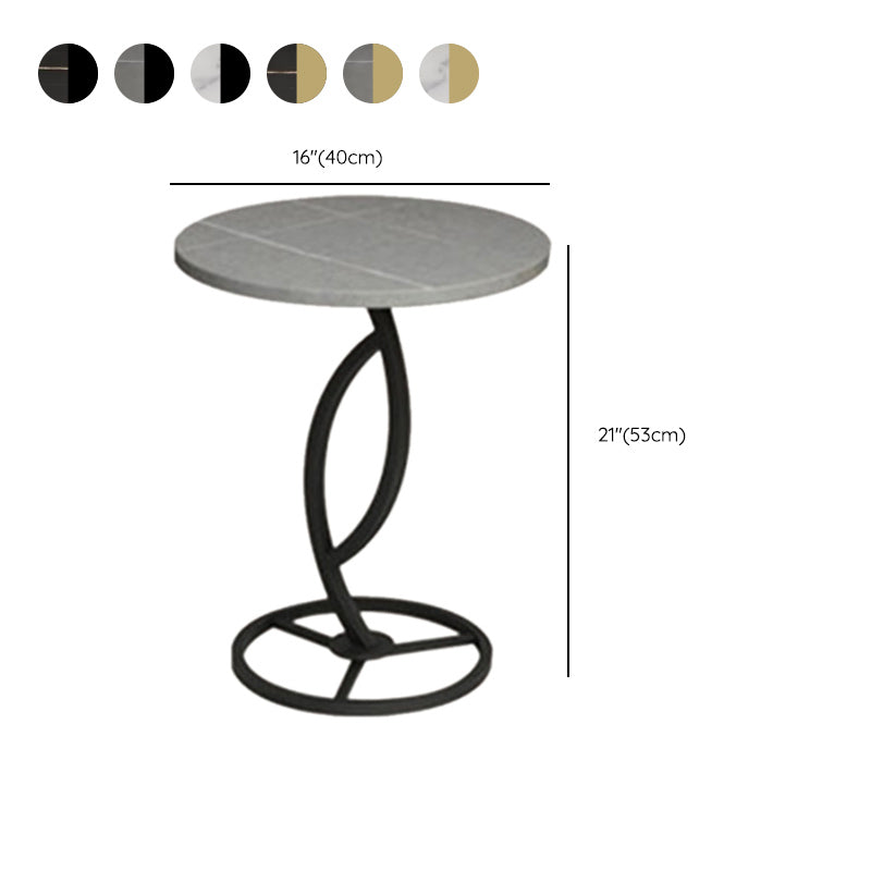 Minimalism Slate and Metal Single Coffee Table Frame Round Glam Coffee Table