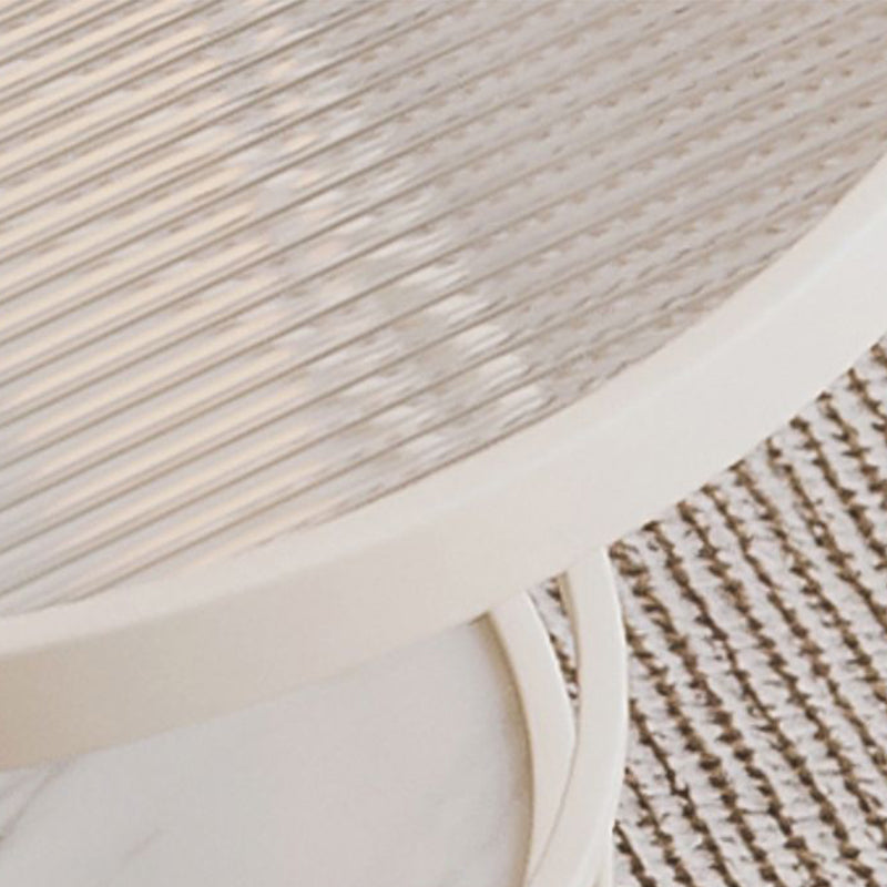 Minimalism Glass Top Coffee Table Round Metal Frame Cocktail Table